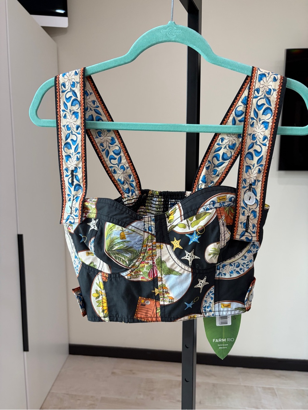 Farm Rio: Black Trip Souvenir Topstitching Top - Picture 11 of 15
